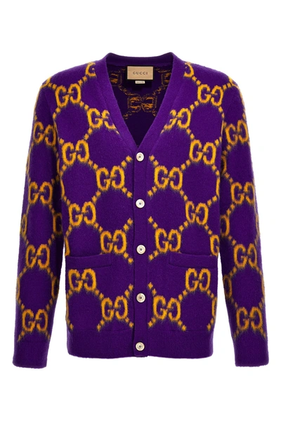 Shop Gucci Men Logo Cardigan In Purple