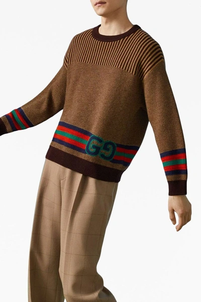 Shop Gucci Men Logo Sweater In Brown