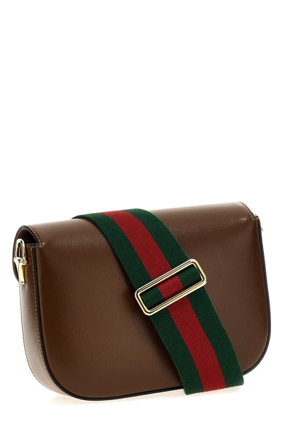 Shop Gucci Women 'mini Horsebit 1955' Crossbody Bag In Brown