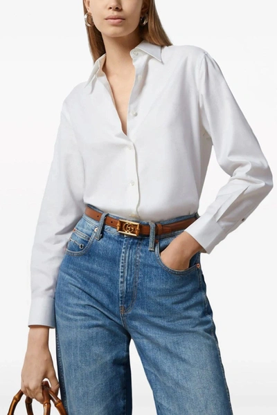 Shop Gucci Women Oxford Shirt In White