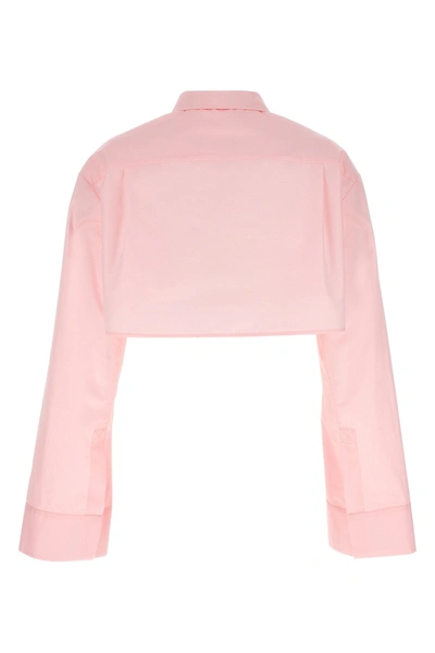 Shop Loewe Women Cropped Cotton Shirt In Pink