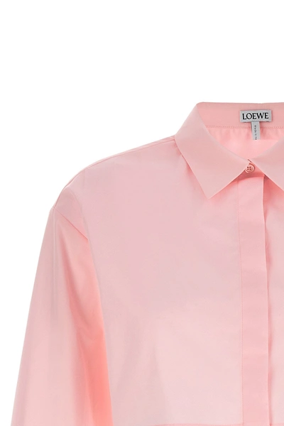 Shop Loewe Women Cropped Cotton Shirt In Pink