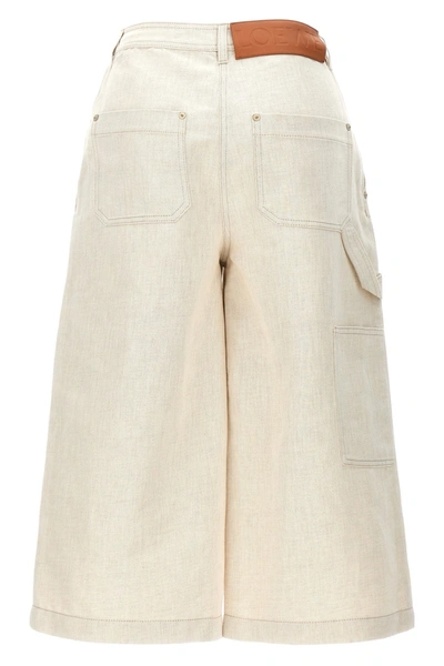 Shop Loewe Women Cropped Workwear Pants In Cream