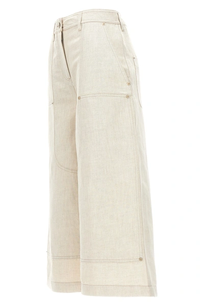Shop Loewe Women Cropped Workwear Pants In Cream
