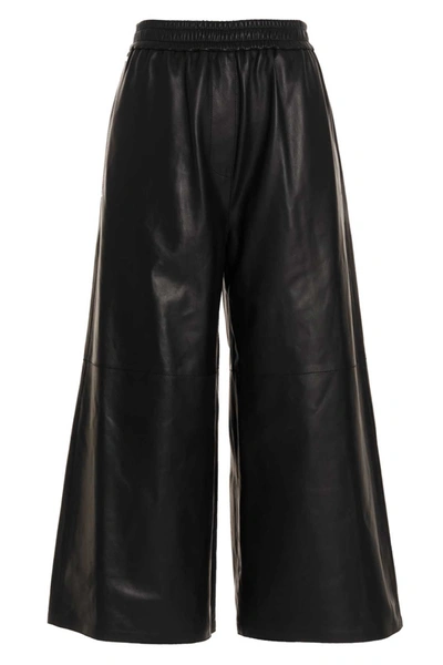Shop Loewe Women ‘anagram' Leather Trousers In Black