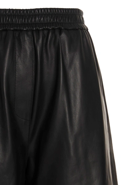 Shop Loewe Women ‘anagram' Leather Trousers In Black
