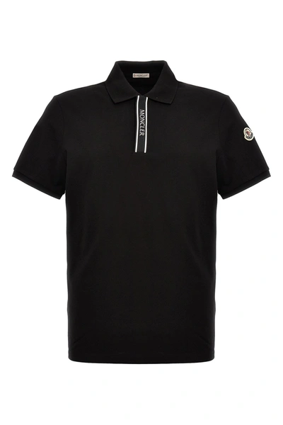 Shop Moncler Men Logo Polo Shirt In Black