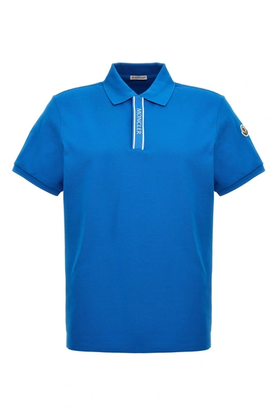 Shop Moncler Men Logo Polo Shirt In Blue
