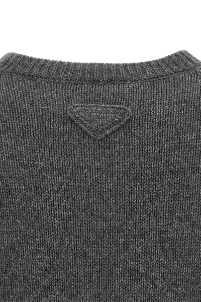 Shop Prada Women Feather Cashmere Sweater In Gray