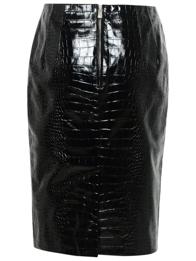 Shop Versace Black Calf Leather Skirt Woman