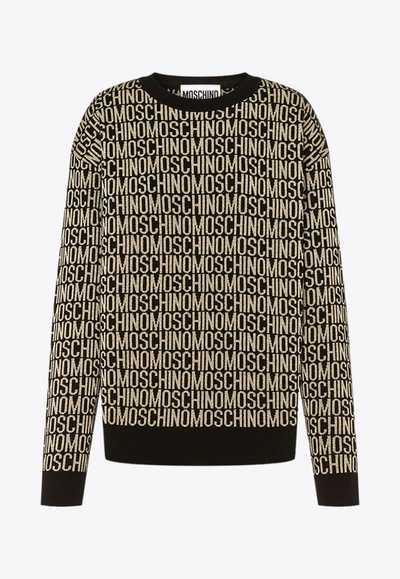 Shop Moschino All-over Logo Sweater In Multicolor