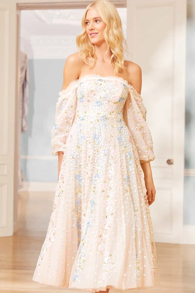 Needle & Thread Recycled Polyester Confetti Gloss Dress In Champagne
