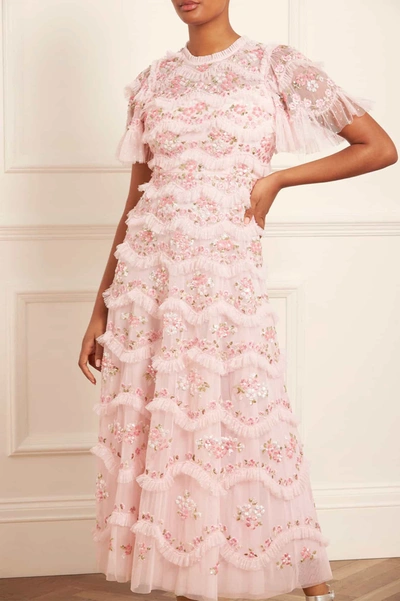 Shop Needle & Thread Daisy Wave Ankle Gown In Pink