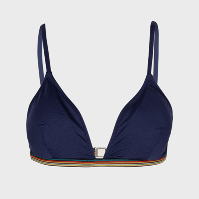 Shop Paul Smith Navy 'signature Stripe' Bikini Top Blue