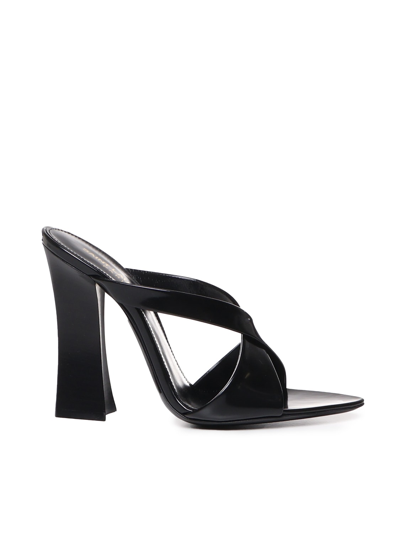 Shop Saint Laurent Eva Mule In Shiny Leather In Black