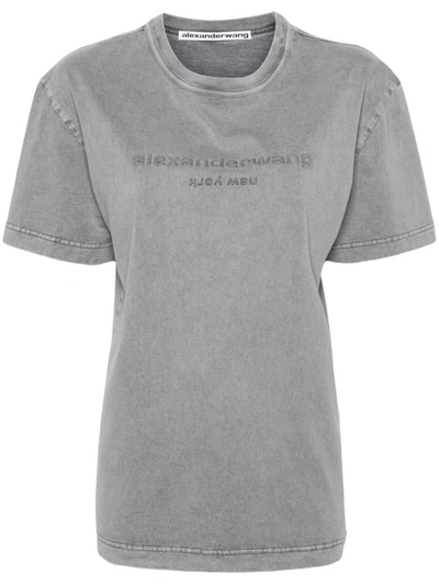 Shop Alexander Wang Bi-color Acid T-shirt With Embossed Logo Clothing In 037a Acid Fog