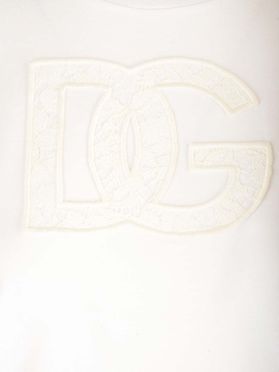 Shop Dolce & Gabbana White T-shirt With Lace Logo Patch