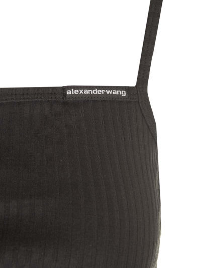 Shop Alexander Wang Black Ribbed Cotton Top