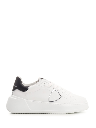 Shop Philippe Model Temple Sneakers With Black Heel Tab In White