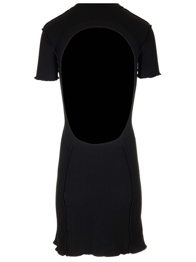 Shop Palm Angels Black Mini Dress With Monogram