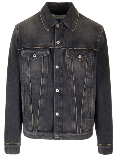 Shop Off-white Relaxed Fit Denim Jacket In Black