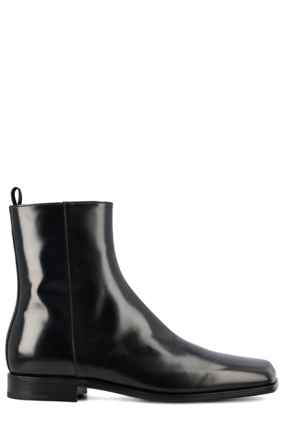 Shop Prada Square-toe Zipped Boots In Nero