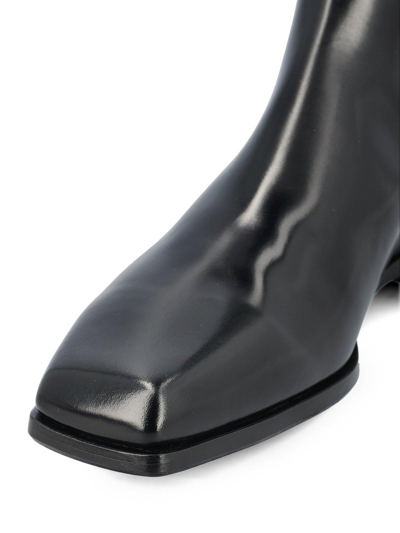 Shop Prada Square-toe Zipped Boots In Nero