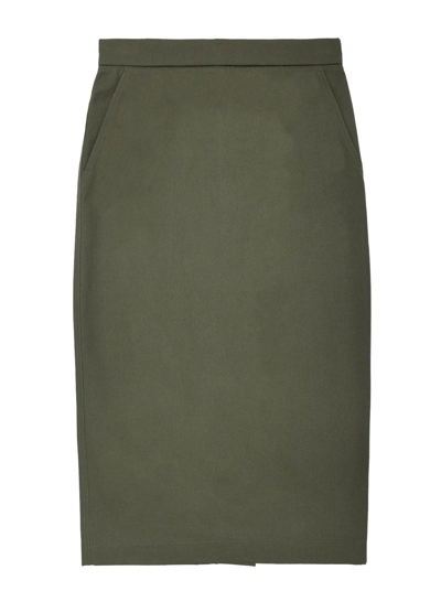 Shop Max Mara High Waist Zip Detailed Skirt In Militare
