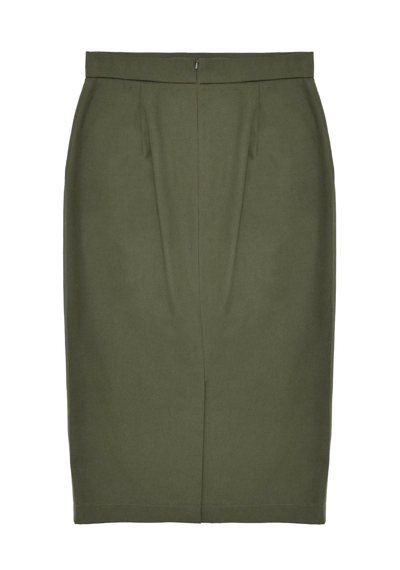 Shop Max Mara High Waist Zip Detailed Skirt In Militare