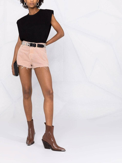 Shop Saint Laurent Vintage-effect Denim Shorts In Rosa