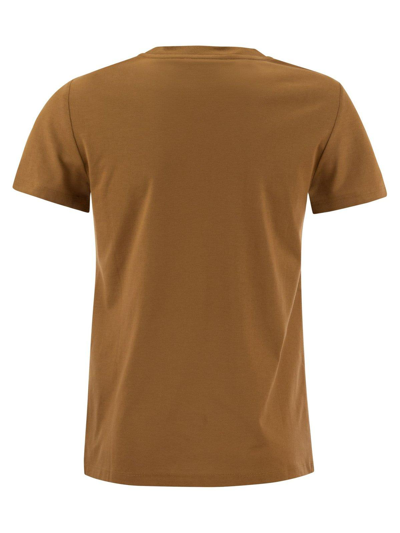 Shop Max Mara Crewneck Short-sleeved T-shirt In Cuoio
