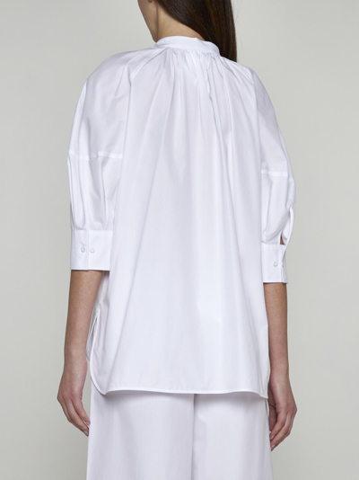 Shop Max Mara Carpi Cotton Blouse In Bianco