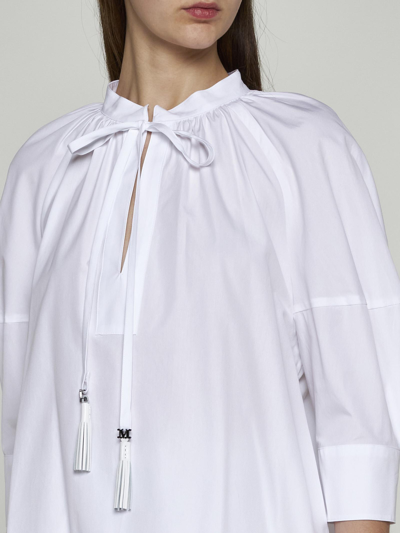 Shop Max Mara Carpi Cotton Blouse In Bianco