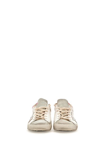 Shop Golden Goose Super-star Leather Low-top Sneakers In White/ice/silver/lobster Fluo