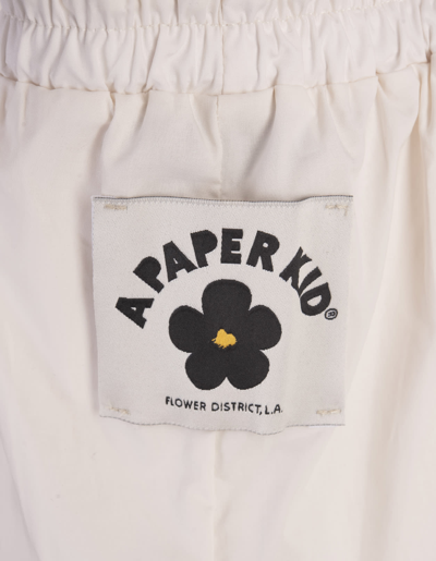 Shop A Paper Kid White Shorts With Pinces And Logo Label
