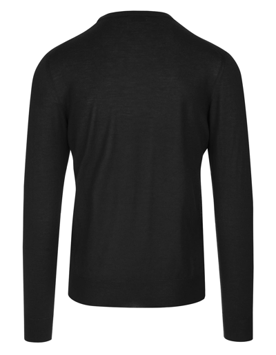 Shop Fedeli Black Round Neck Pullover In Cashmere And Silk