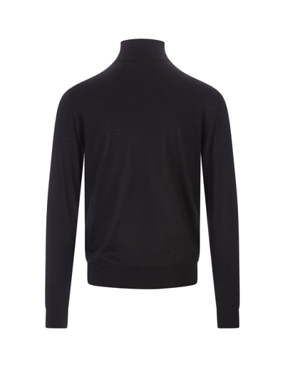 Shop Fedeli Black Cashmere And Silk Turtleneck Pullover