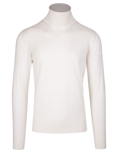 Shop Fedeli Cream Cashmere And Silk Turtleneck Pullover In White