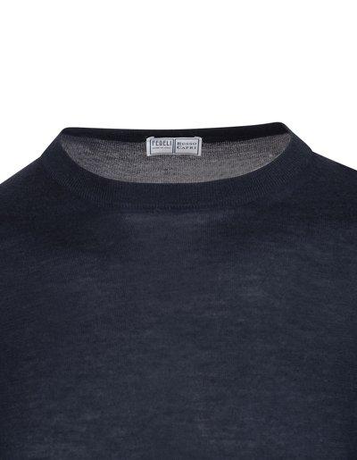Shop Fedeli Anthracite Round Neck Pullover In Cashmere And Silk In Grey