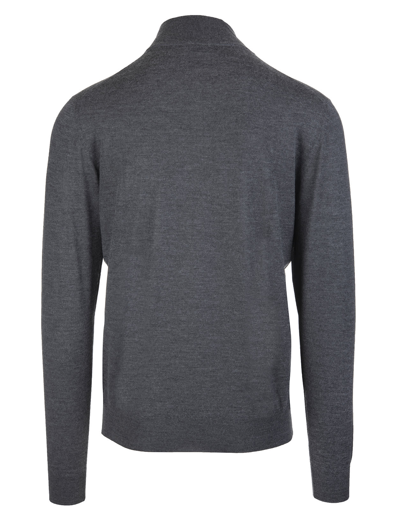 Shop Fedeli Half-zip Favonio Pullover In Dark Grey Silk And Cashmere