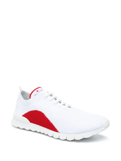 Shop Kiton White And Red Fit Running Sneakers