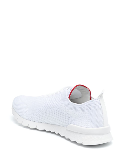 Shop Kiton White And Red Fit Running Sneakers