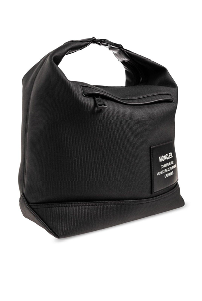 Shop Moncler Nakoa Logo Patch Top Handle Bag In Black