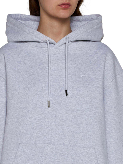 Shop Jacquemus Logo Embroidered Drawstring Hoodie In Grigio