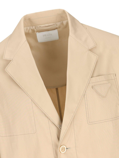 Shop Prada Triangle Patch Button-up Jacket In Corda