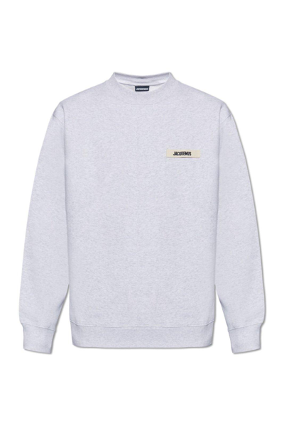 Shop Jacquemus Logo Patch Crewneck Sweatshirt In Grigio