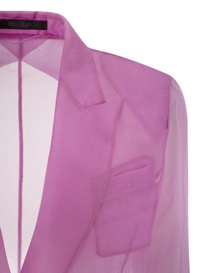 Shop Max Mara Negra Double-breasted Sheer Blazer In Rosa