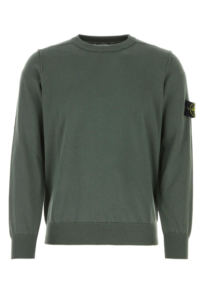 Shop Stone Island Sage Green Cotton Sweater