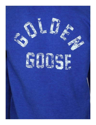 Shop Golden Goose Journey Blue Cotton Sweatshirt In Mazarine Blue/optic White