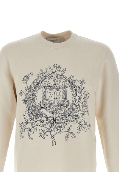 Shop Golden Goose Archibald Cotton Sweatshirt In Heritage White/eclipse